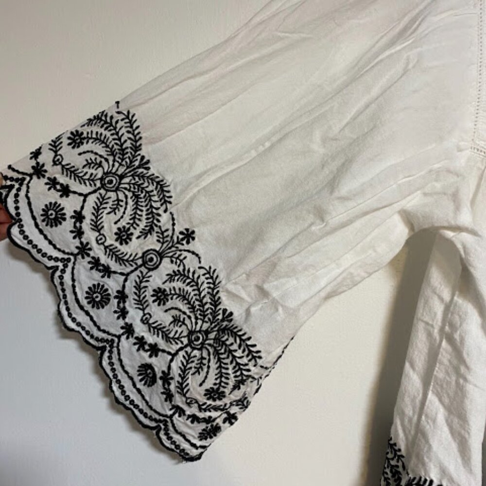 Zara Basic Collection White Boho Embroidered Wome… - image 3